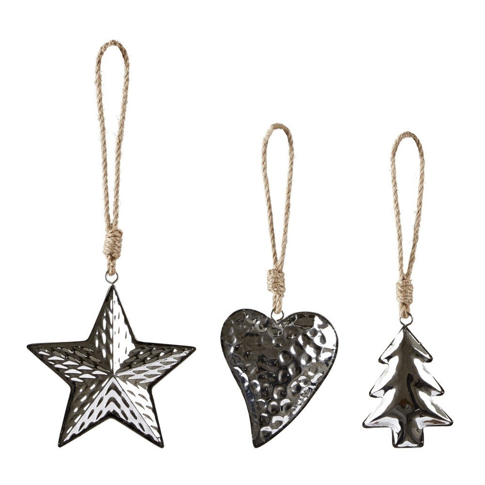 Sada 3 vánočních dekorací Villa Collection Silver v:721316