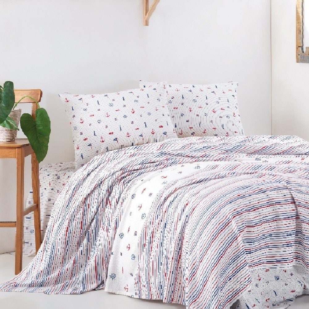 Set bavlněného přehozu na jednolůžko s prostěradlem a povlaky na polštář Pattern, 160 x 220 cm v:1115016