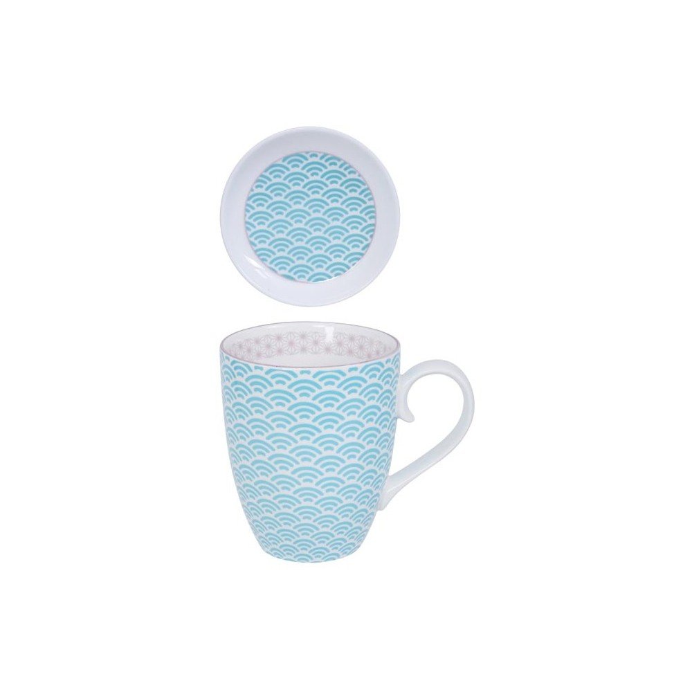 Modro-bílý hrnek s talířkem Tokyo Design Studio Star/Wave, 380 ml v:1238402