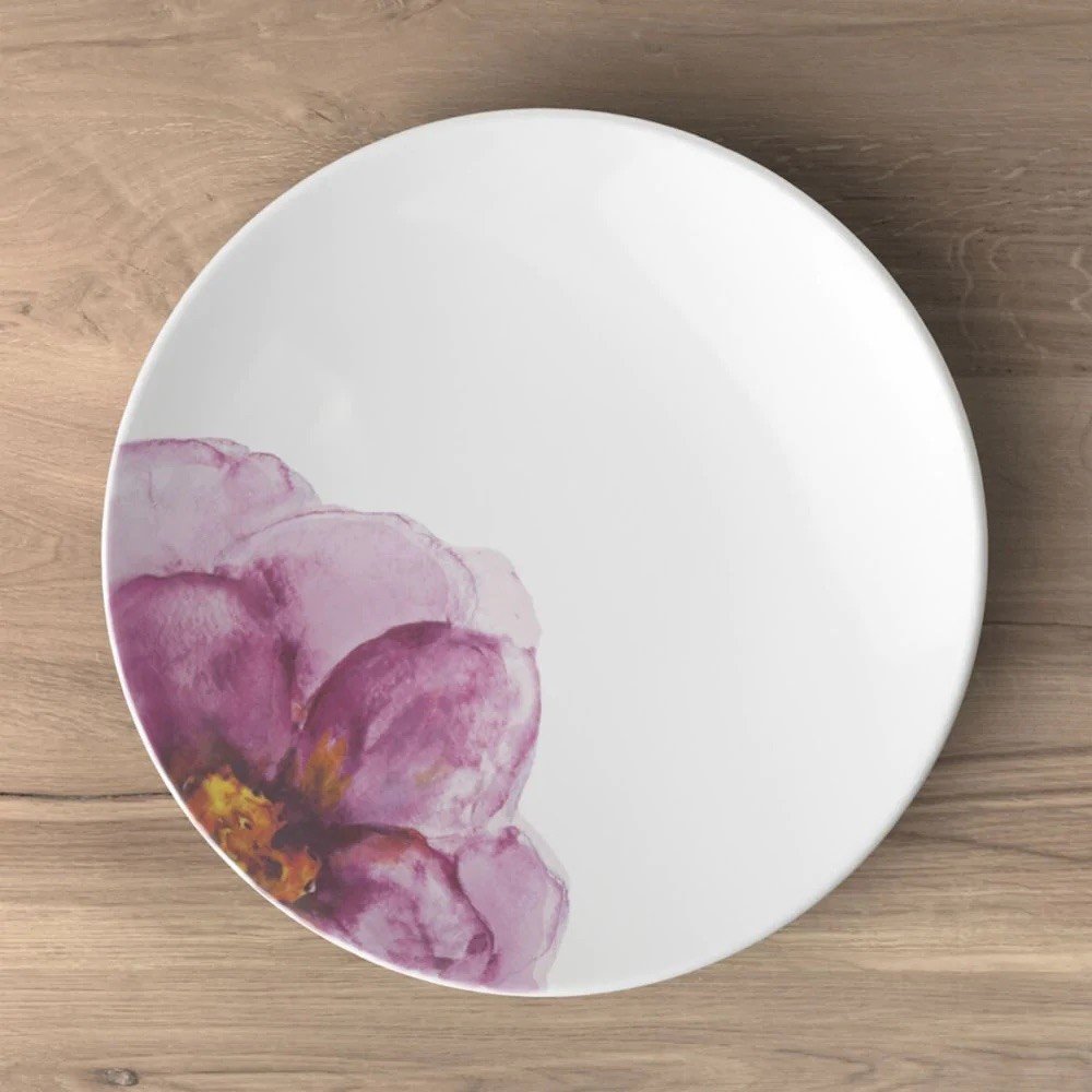 Bílo-růžový porcelánový talíř ø 21.2 cm Rose Garden v:1503408
