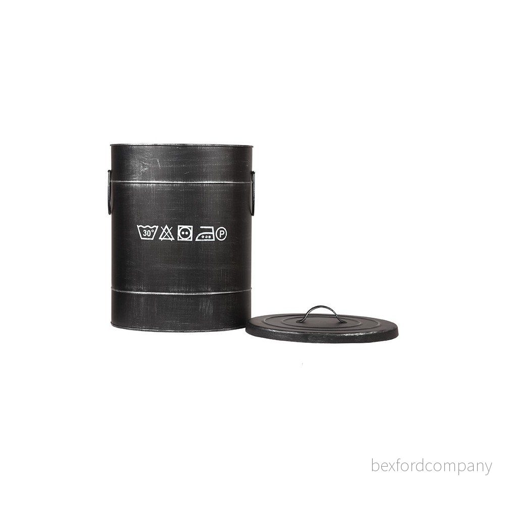 Černý kovový koš na špinavé prádlo LABEL51, ⌀ 32 cm v:1229034