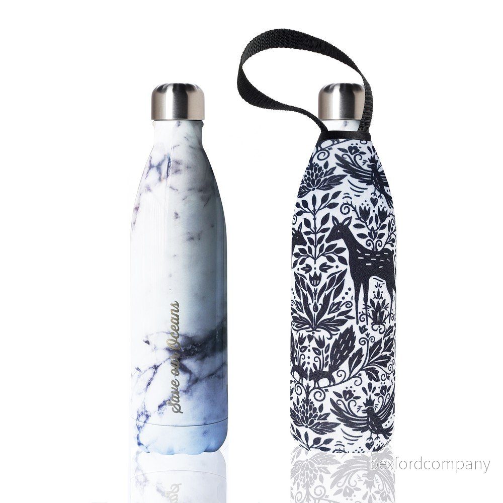 Bílá cestovní termolahev v dekoru mramoru z nerezové oceli s obalem BBBYO Deer, 750 ml v:1255648