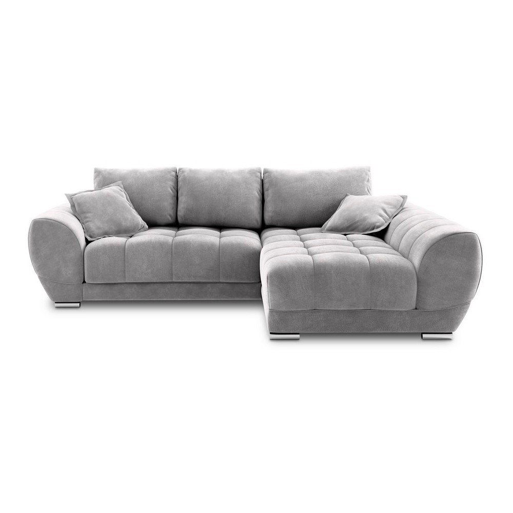 Světle šedá rozkládací rohová pohovka se sametovým potahem Windsor & Co Sofas Nuage, pravý roh v:1299328
