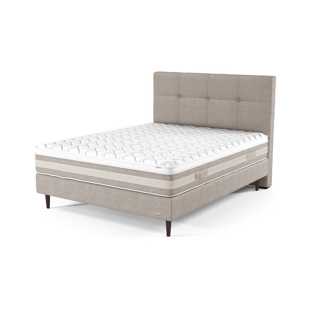 Béžová boxspring postel s ozdobným čelem a matrací z paměťové pěny Ted Lapidus Maison AMBRE, 160 x 200 cm v:1074440