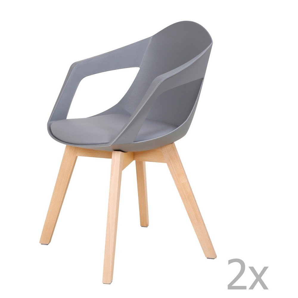 Sada 2 šedých jídelních židlí 360 Living Robin v:1211284