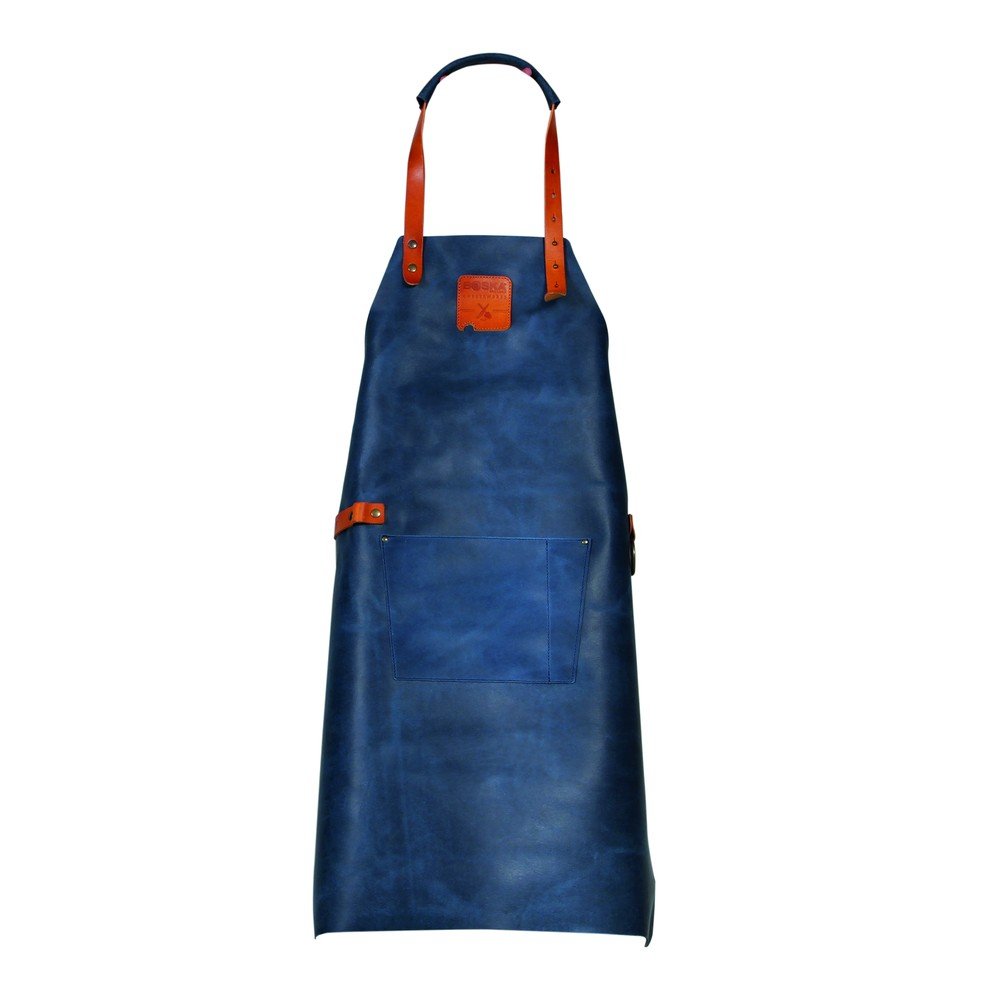 Modrá kožená zástěra Boska Mr Smith Culinary Apron Blue Pocket v:1333694