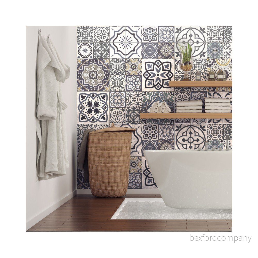 Sada 60 nástěnných samolepek Ambiance Wall Decal Cement Tiles Milonga, 15 x 15 cm v:1204460