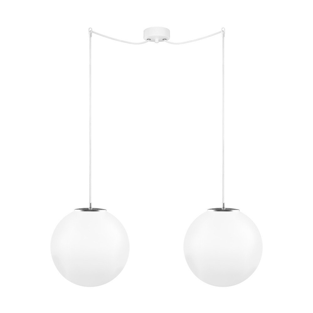 Bílostříbrné dvojité závěsné svítidlo s bílým kabelem a bílou objímkou Sotto Luce Tsuki, Ø 30 cm v:820230 Bílostříbrné dvojité závěsné svítidlo s bílým kabelem a bílou objímkou Sotto Luce Tsuki, Ø 30 cm v:820230