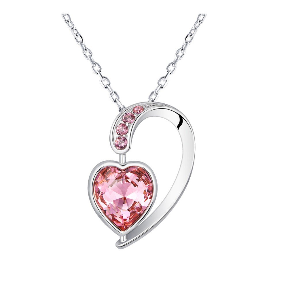 Náhrdelník s růžovými krystaly Swarovski Elements Crystals Heart Drop v:1197778