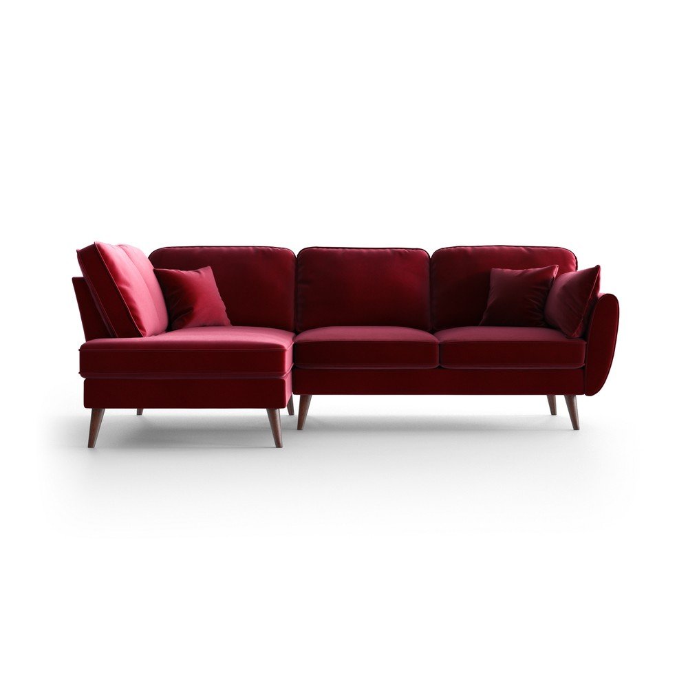 Červená sametová rohová pohovka My Pop Design Auteuil, levý roh v:1392721
