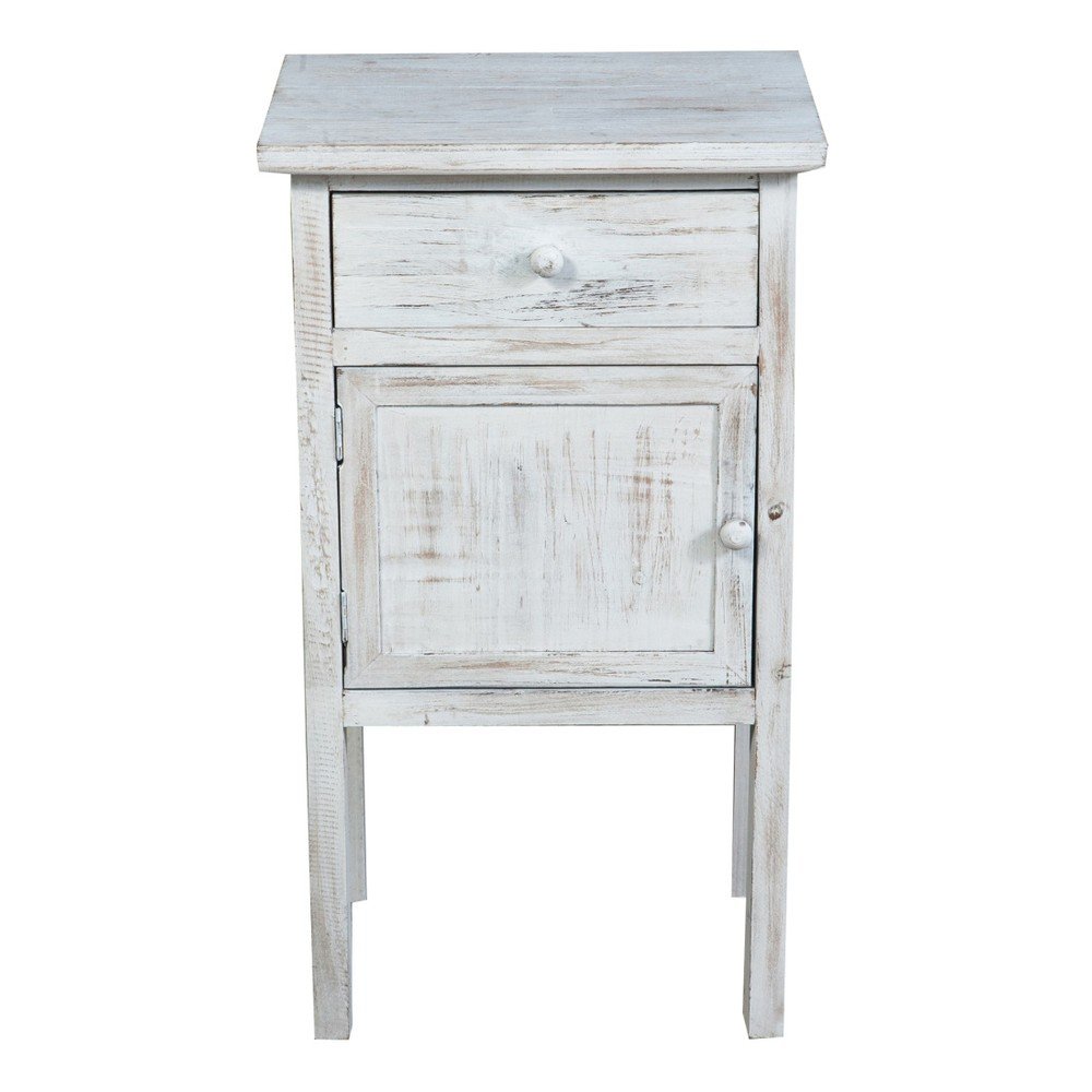 Bílý dřevěný noční stolek Biscottini Bedside v:1020426