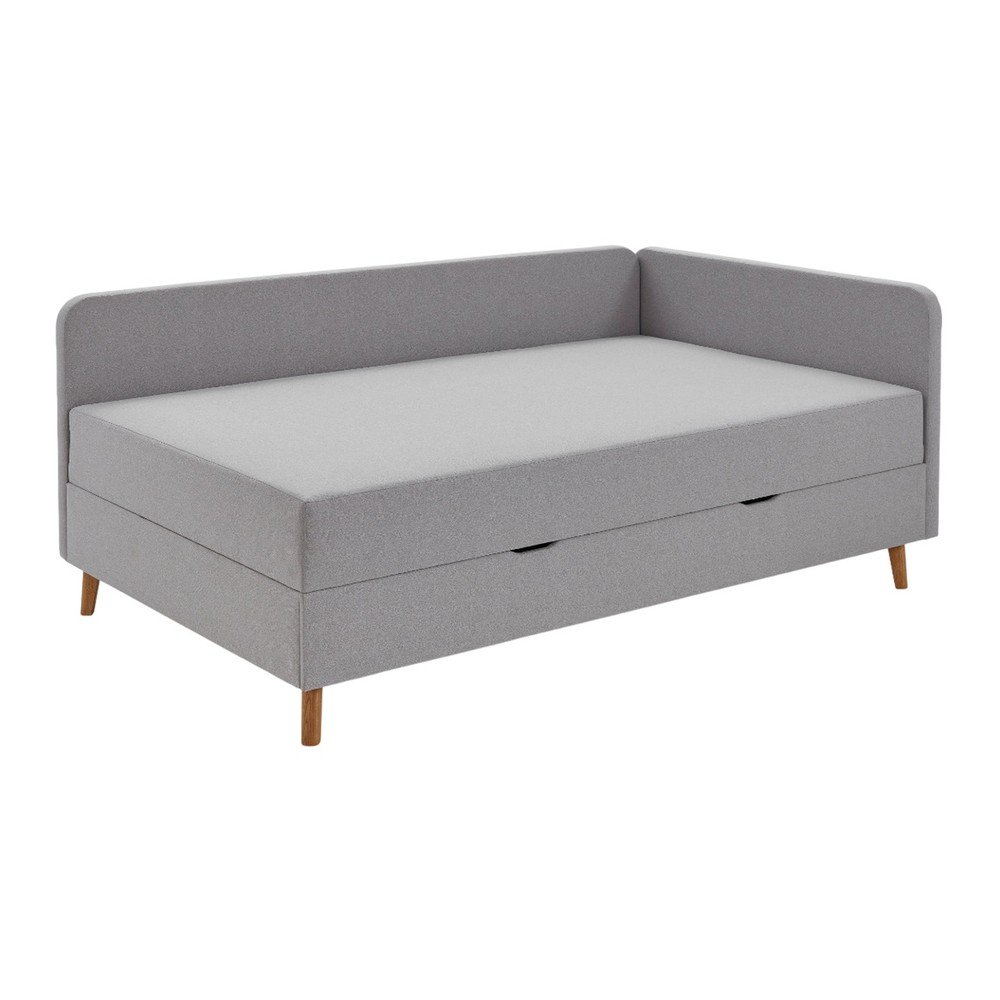 Světle šedá čalouněná jednolůžková postel s úložným prostorem 120x200 cm Cabana – Meise Möbel v:1583134