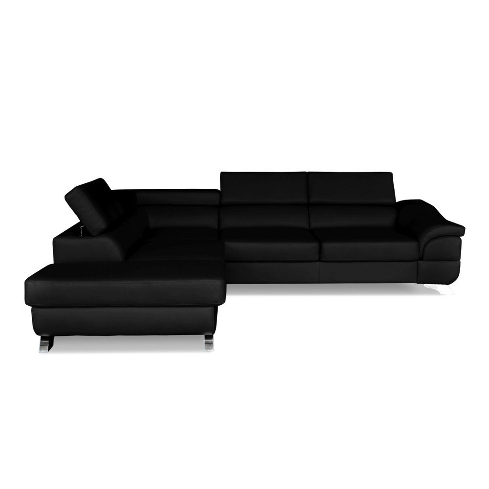 Černá kožená rohová rozkládací pohovka Windsor & Co. Sofas Omnikron, levý roh v:762704