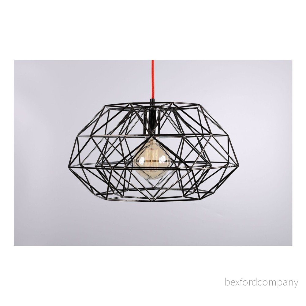 Stropní světlo s černým stínítkem a červeným kabelem Filament Style Diamond #4 v:814038