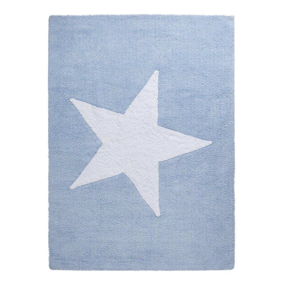 Světle modrý bavlněný koberec Happy Decor Kids Big Star, 160 x 120 cm v:852054