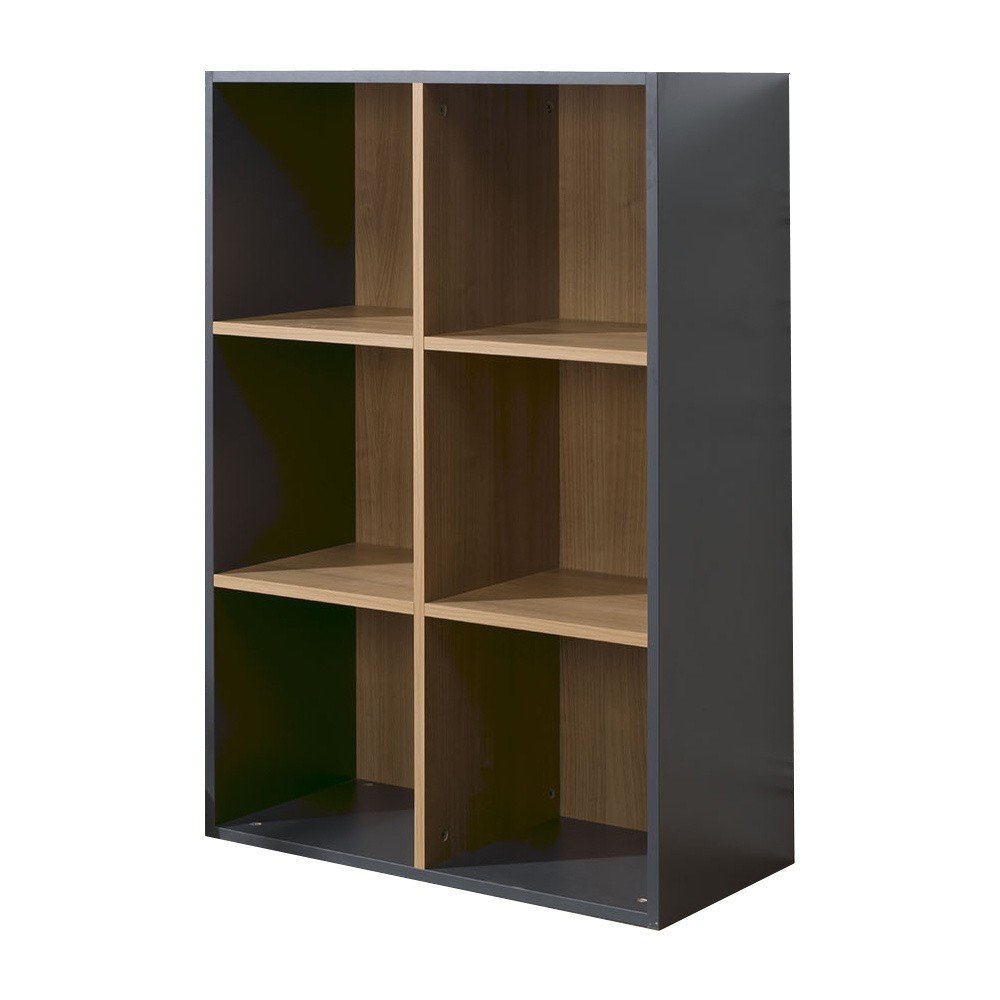 Černo-hnědá knihovna se 6 policemi JUNIOR Provence Cube v:1010406
