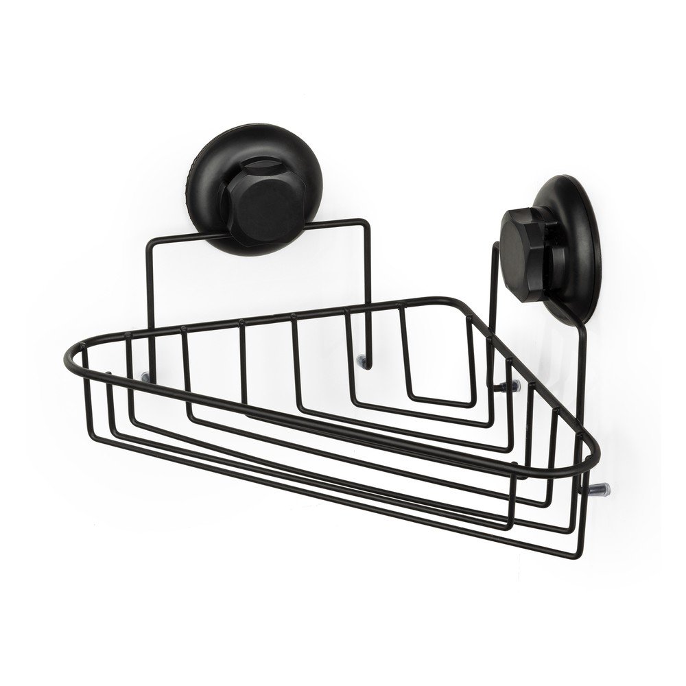 Černá samodržící nástěnná rohová koupelnová polička Compactor Bestlock Black Corner Rack 1 Shelf v:1324786