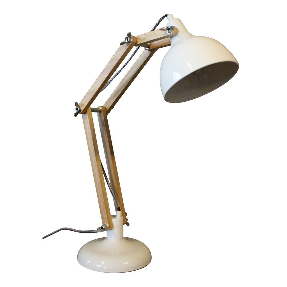 Bílá stolní lampa z borovicového dřeva a kovu Red Cartel Dexter v:768800