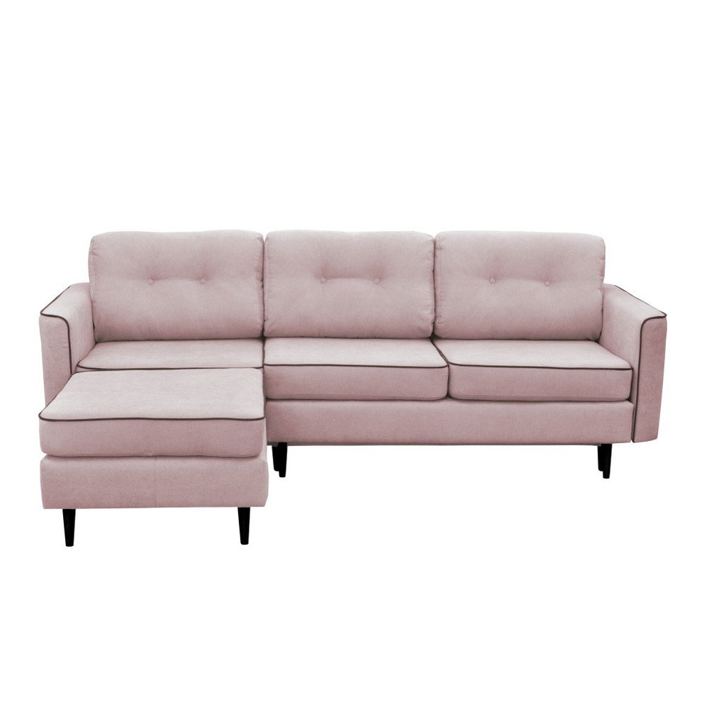 Růžová rozkládací pohovka s černými nohami Mazzini Sofas Dragonfly, levý roh v:753690