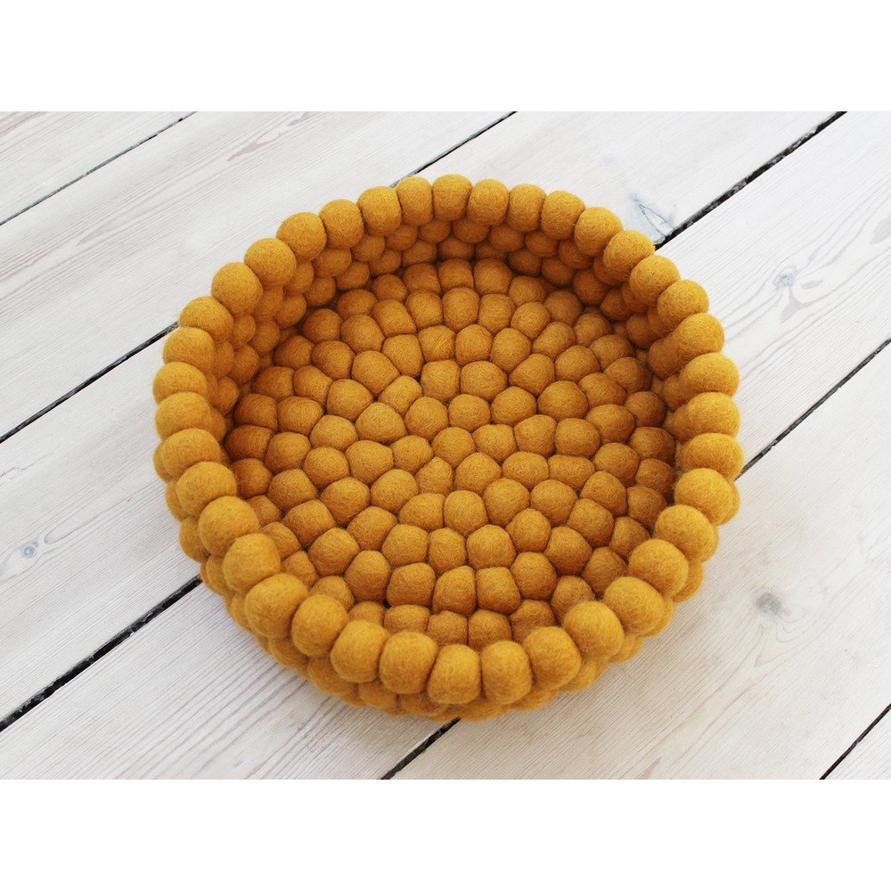 Hořčicově žlutý kuličkový vlněný úložný košík Wooldot Ball Basket, ⌀ 28 cm v:1341077