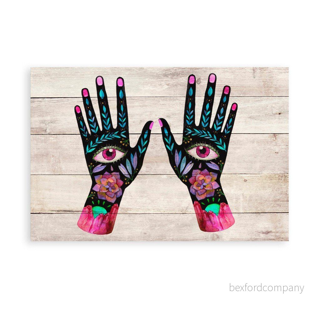 Nástěnná dekorace z borovicového dřeva Madre Selva Hand Eyes, 60 x 40 cm v:1074774