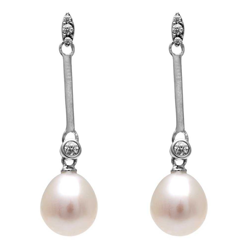 Náušnice s bílou perlou a Swarovski krystaly GemSeller Datura v:713680