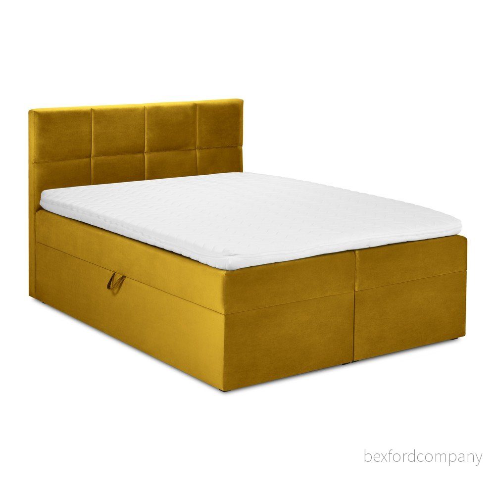Hořčicově žlutá sametová dvoulůžková postel Mazzini Beds Mimicry, 180 x 200 cm v:1360039