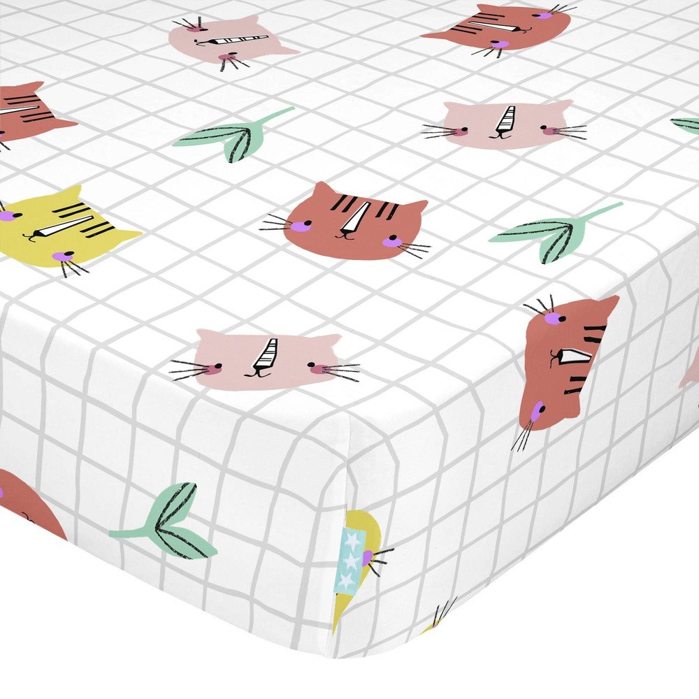 Dětské bavlněné prostěradlo Moshi Moshi Meow, 60 x 120 cm v:1424749