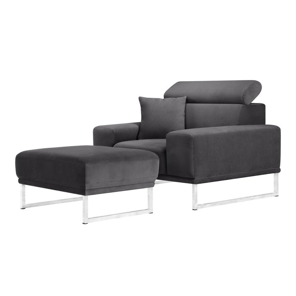 Set popelavě hnědého křesla a taburetky L'Officiel Georgia v:761250