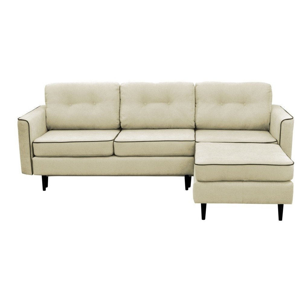 Krémová rozkládací pohovka s černými nohami Mazzini Sofas Dragonfly, pravý roh v:759560
