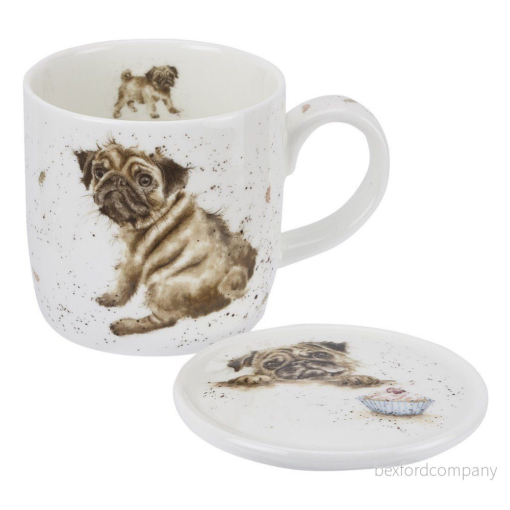 Hrnek s podšálkem z kostního porcelánu Royal Worcester Pug Love v:1264470