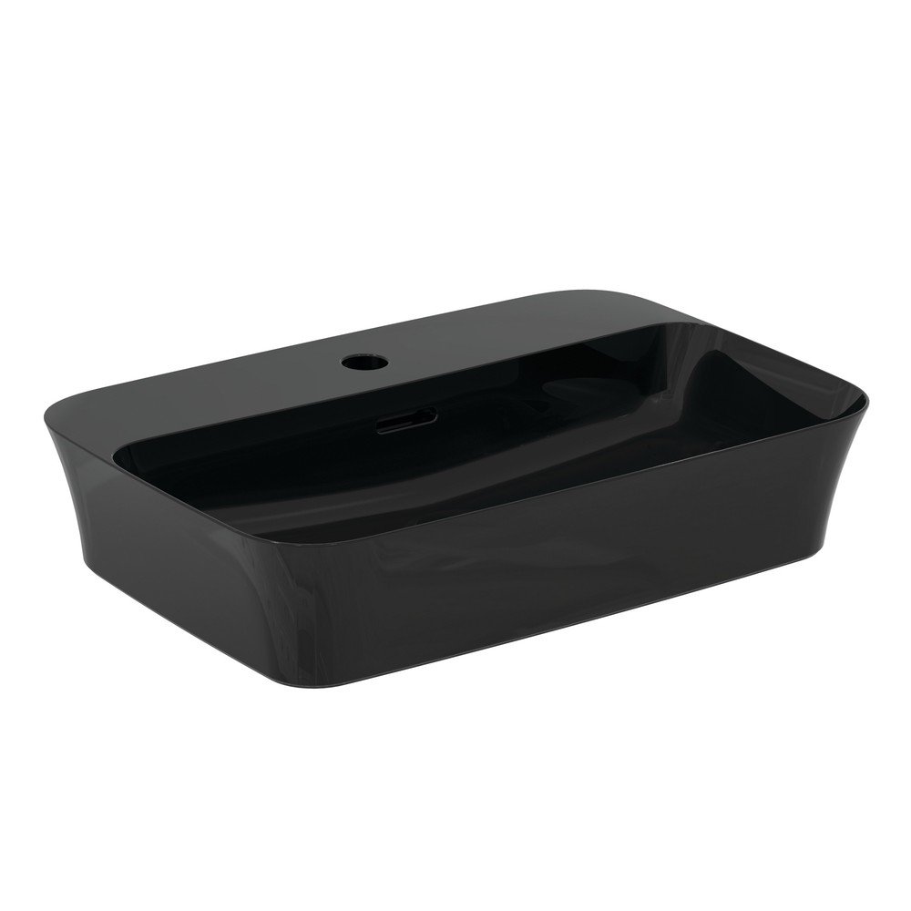 Leskle černé keramické umyvadlo 55×38 cm Ipalyss – Ideal Standard v:1647994