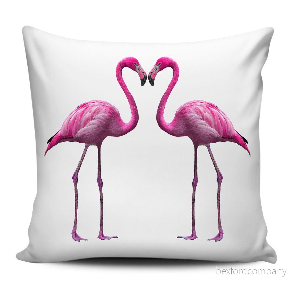 Růžovobílý polštář Home de Bleu Flamingos In Love, 43 x 43 cm v:872146
