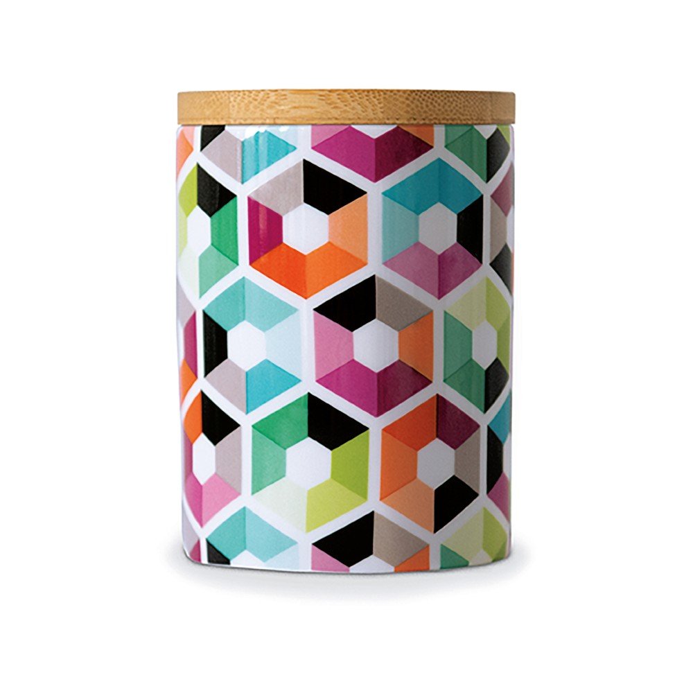Porcelánová dóza s bambusovým víkem Remember Hexagon, 11 x ⌀ 8 cm v:949620