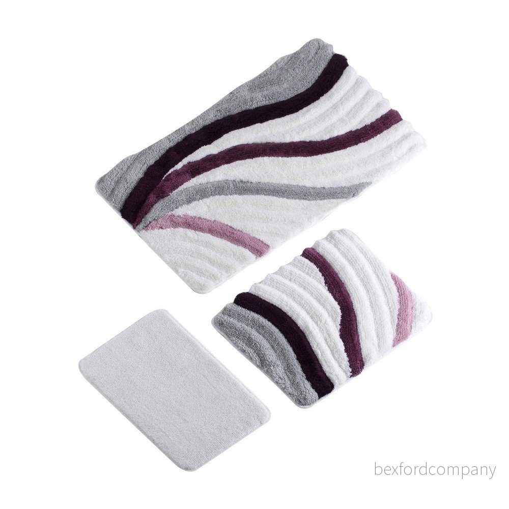 Sada 3 šedo-fialových koupelnových předložek Verge Bath Mat Waves v:1156186