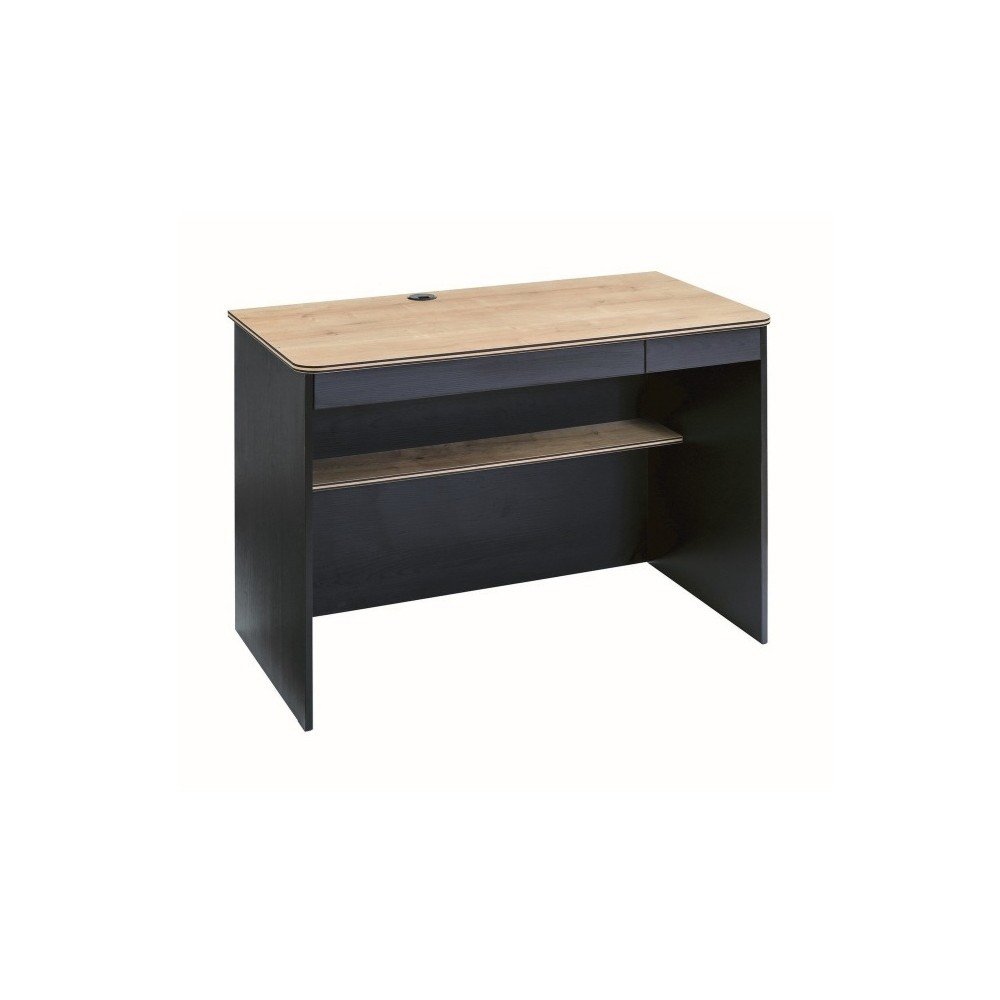 Černý pracovní stůl s deskou v přírodní barvě Black Small Study Desk v:1208012