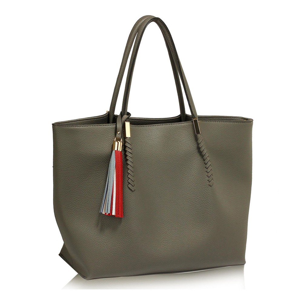 Šedá kabelka z eko kůže L&S Bags Tassel v:878216