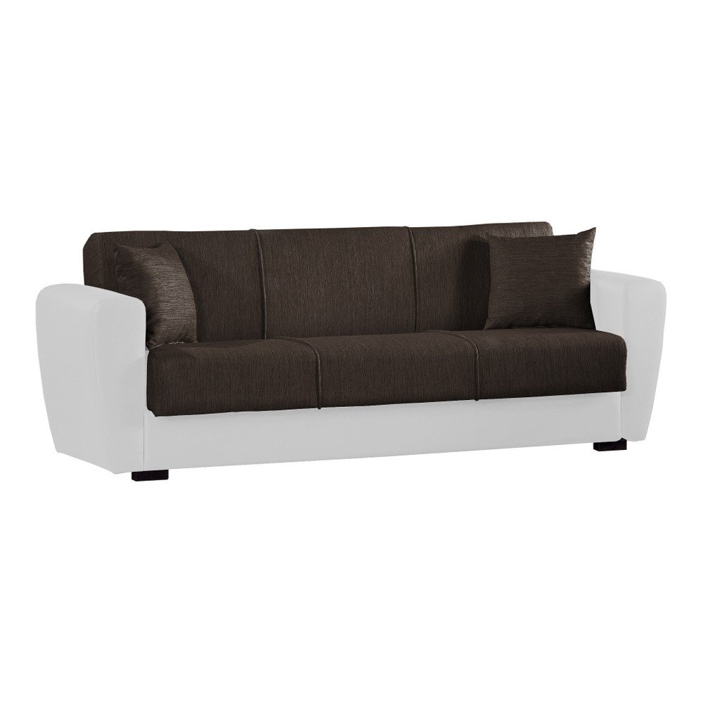 Hnědo-bílá trojmístná rozkládací pohovka s úložným prostorem Esidra Comfort v:876422