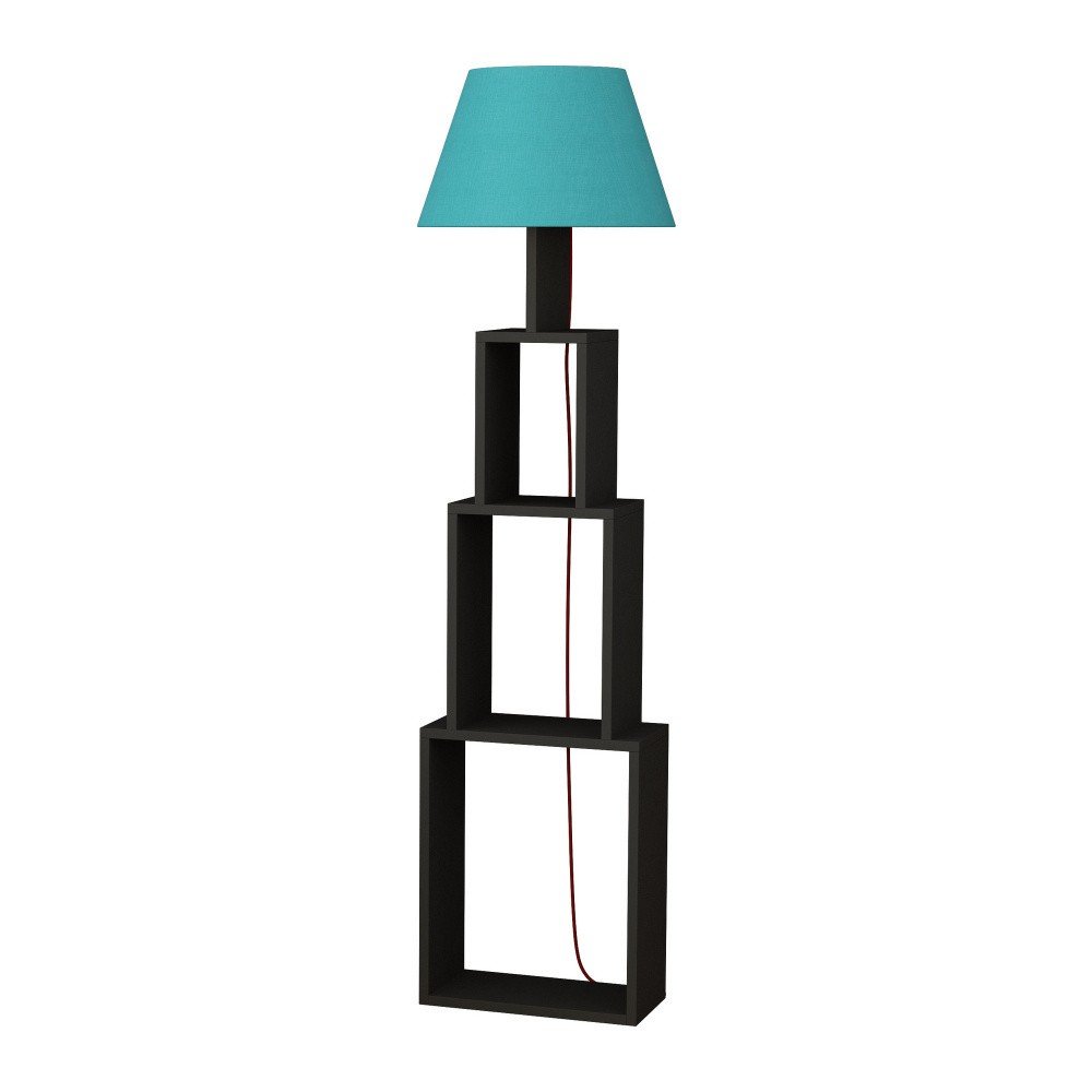 Antracitová volně stojící lampa se světle modrým stínítkem Homitis Tower v:1041596 Antracitová volně stojící lampa se světle modrým stínítkem Homitis Tower v:1041596