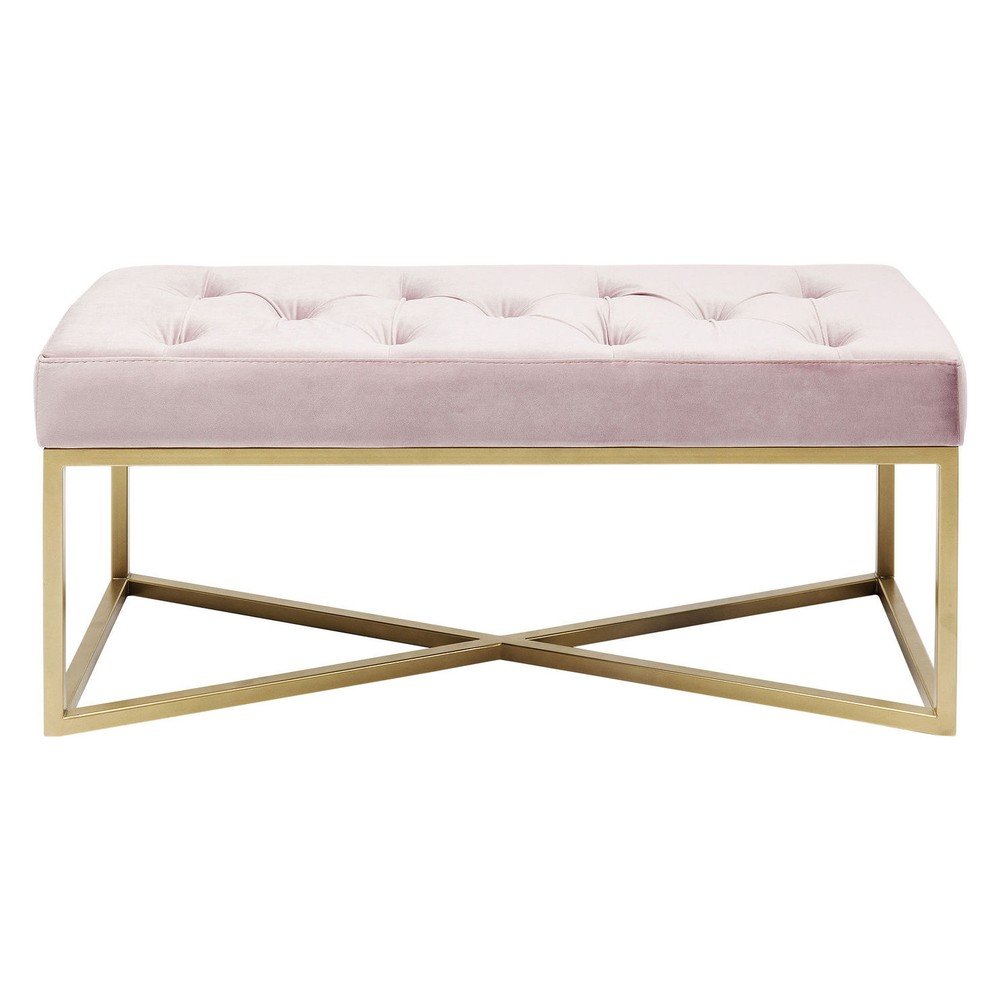 Světle růžová sametová lavice Kare Design Crossover v:1363337