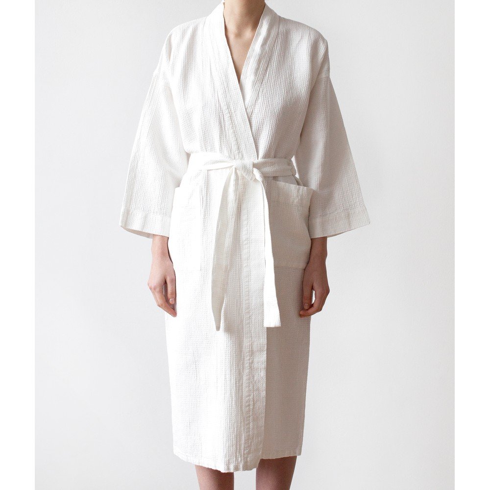 Unisex bílý župan z bavlny a lnu Linen Tales, vel. L v:1370307
