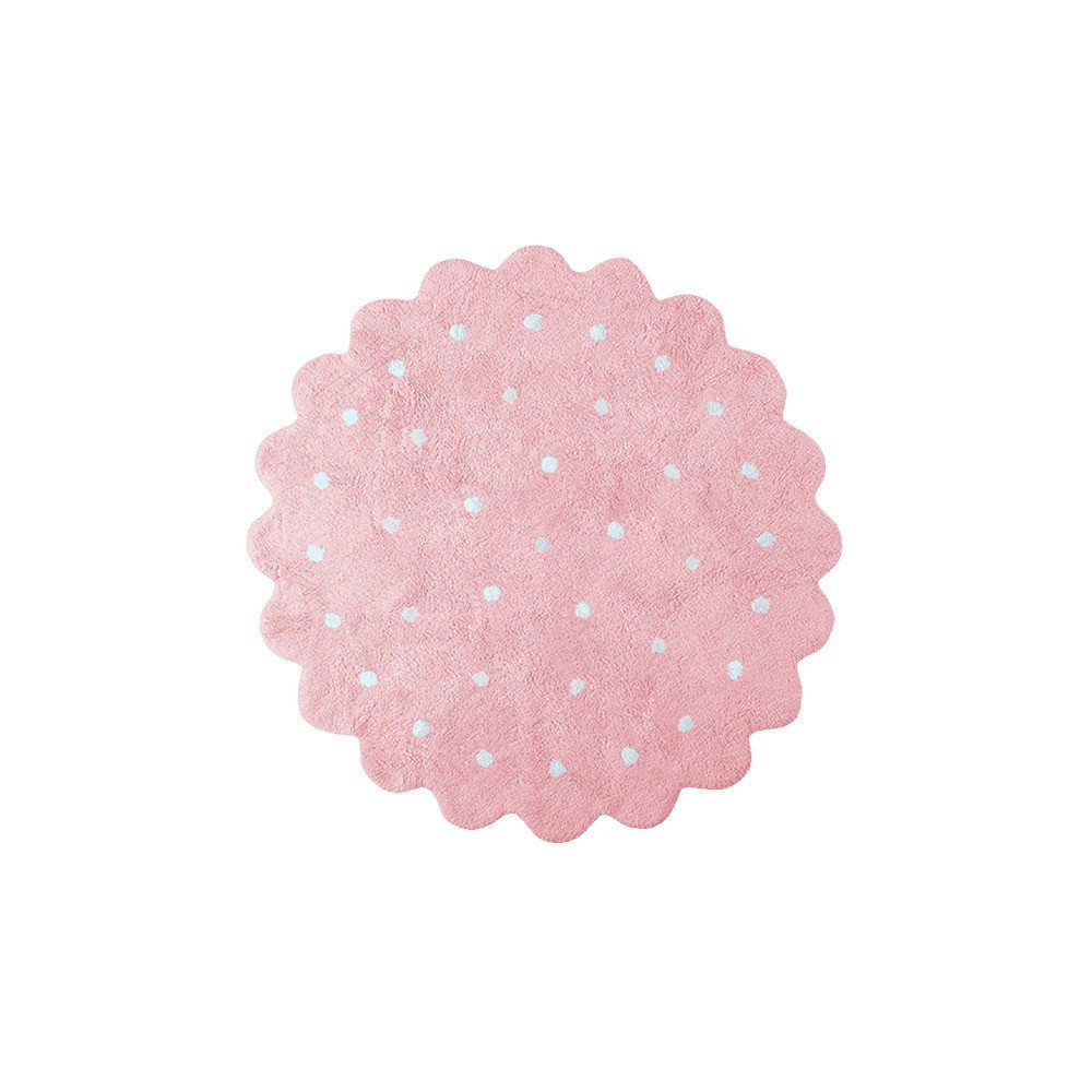 Růžový pratelný ručně tkaný bavlněný dětský koberec ø140 cm Little Biscuit Pink – Lorena Canals v:1715080