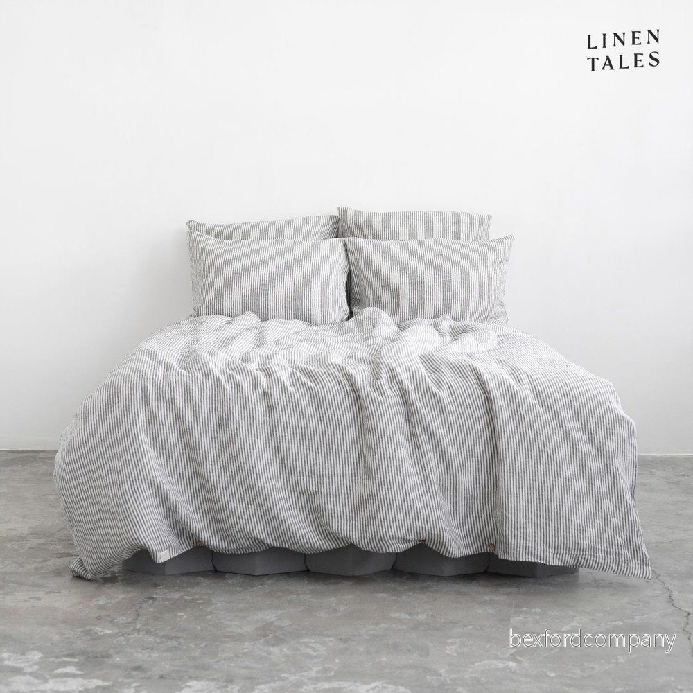 Černobílé lněné povlečení na jednolůžko 135x200 cm – Linen Tales v:1537968