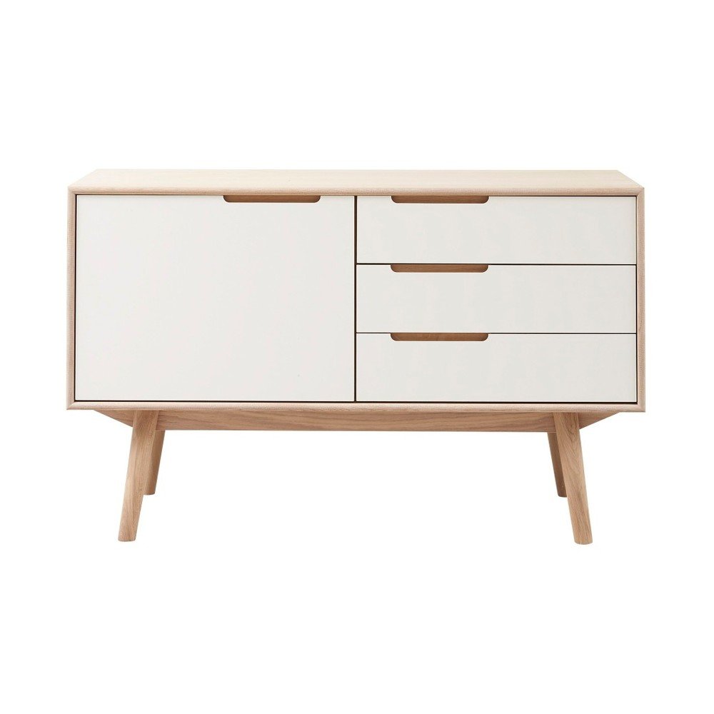 Hnědo-bílá komoda WOOD AND VISION Curve, šířka 119 cm v:1241778