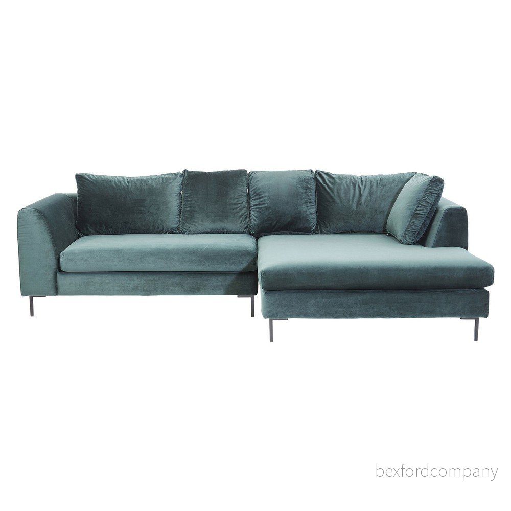 Tyrkysově modrá sametová rohová pohovka Kare Design Gianni, pravý roh v:1363283