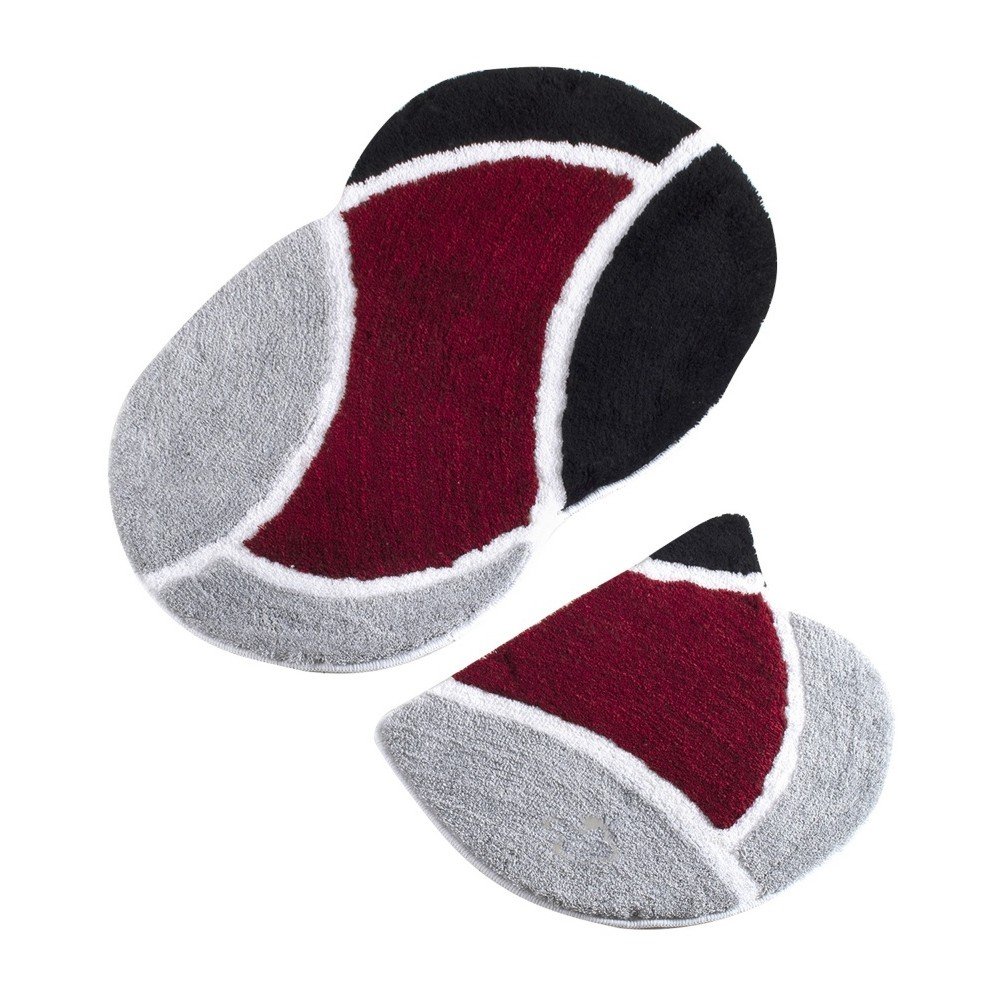 Sada 2 šedo-červených koupelnových předložek Verge Bath Mat Terho v:1156198