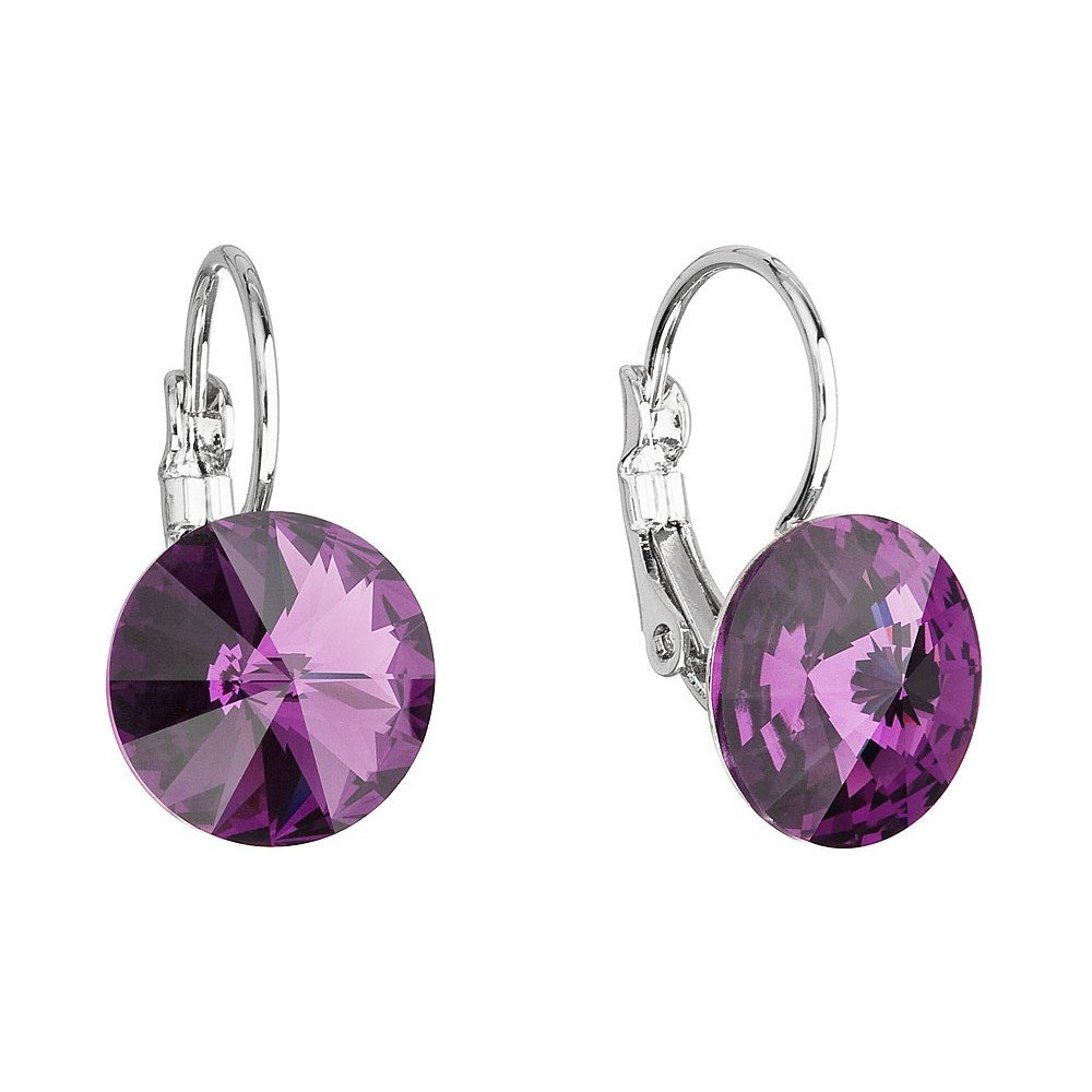 Fialové náušnice se Swarovski krystaly Je Veux Guro, ⌀ 12 mm v:1152172