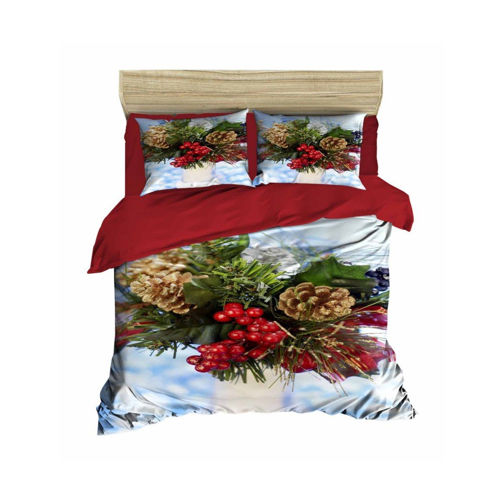 Sada povlečení a prostěradla na dvoulůžko Christmas Berries, 200 x 220 cm v:941056