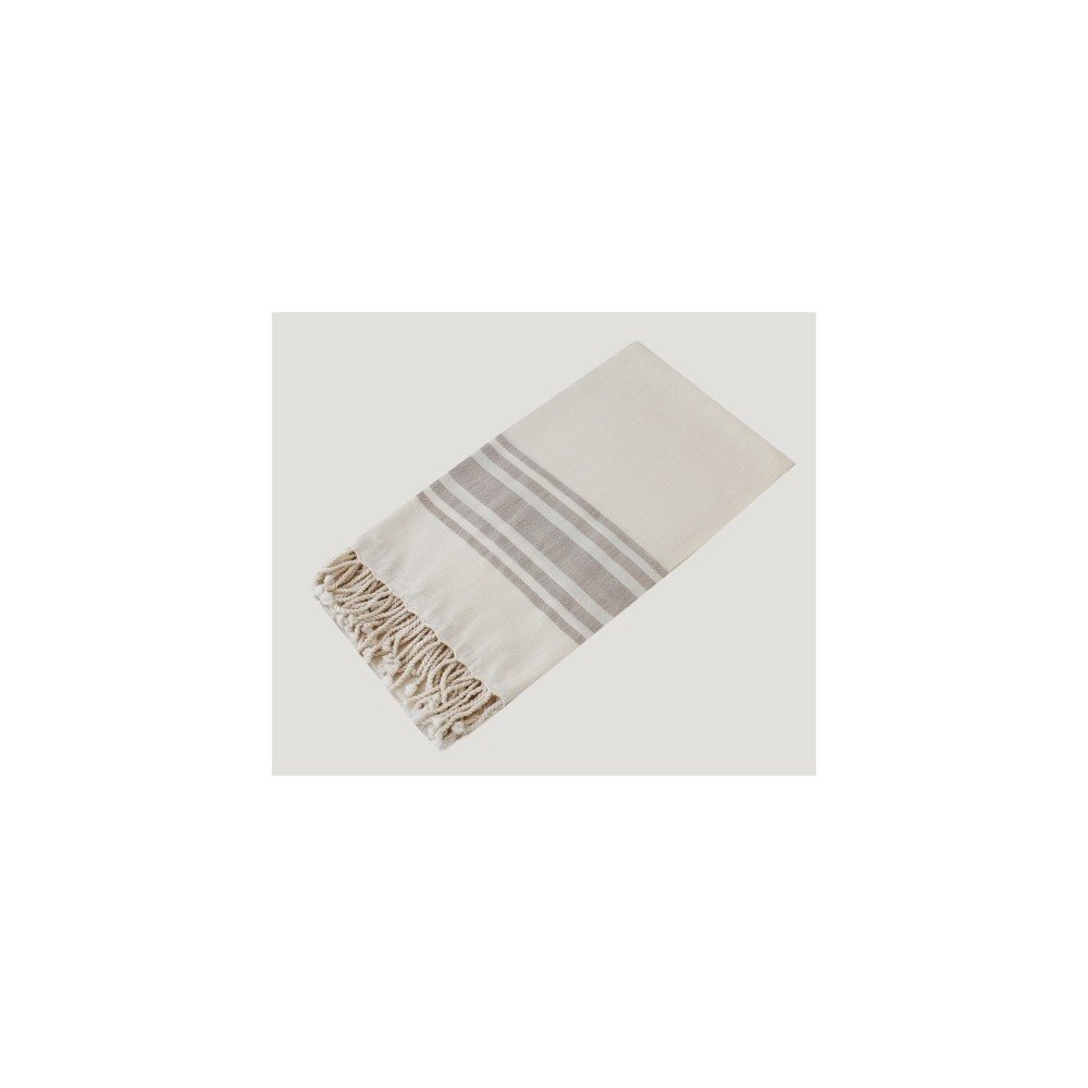 Světlá osuška s béžovým pruhem Hammam Bamboo Style, 90 x 180 cm v:937672