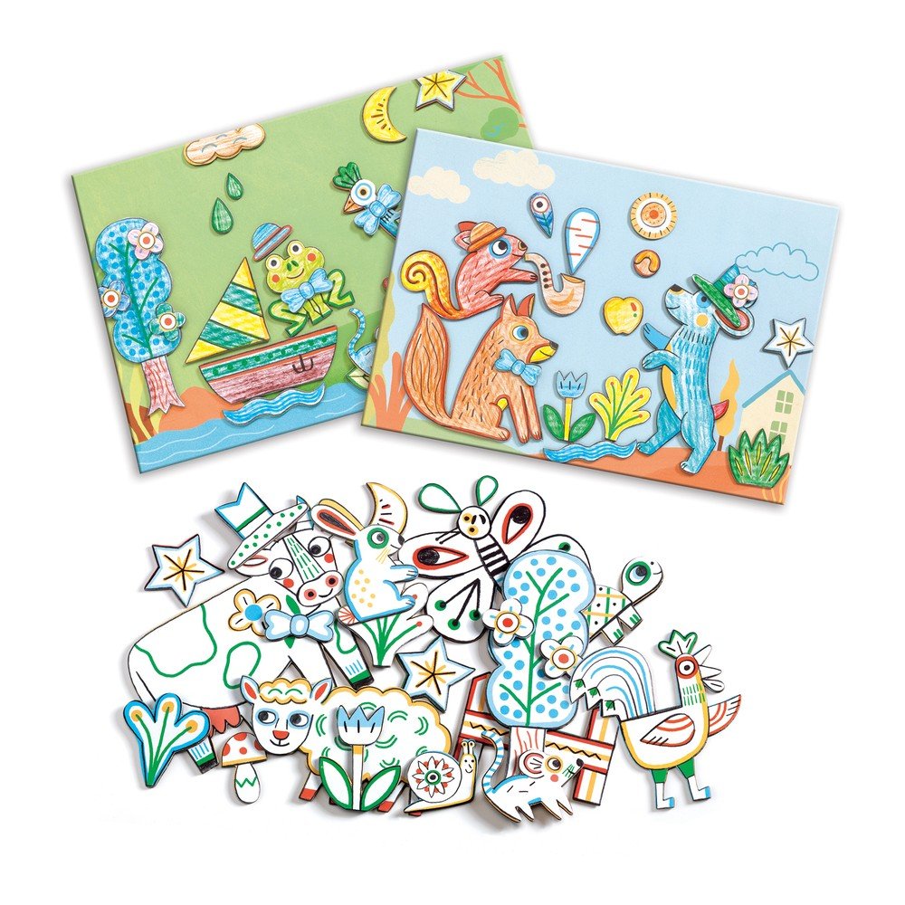 Výtvarný set k vybarvování a nalepování Djeco Animal Friends v:1358781